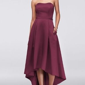 High-Low Satin Bridesmaid Dress with Pockets - NEW